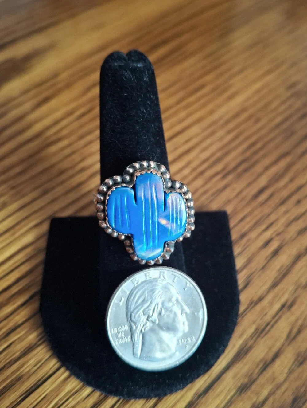 Aurora Opal Cactus On Copper Adjustable Band 6-7-8